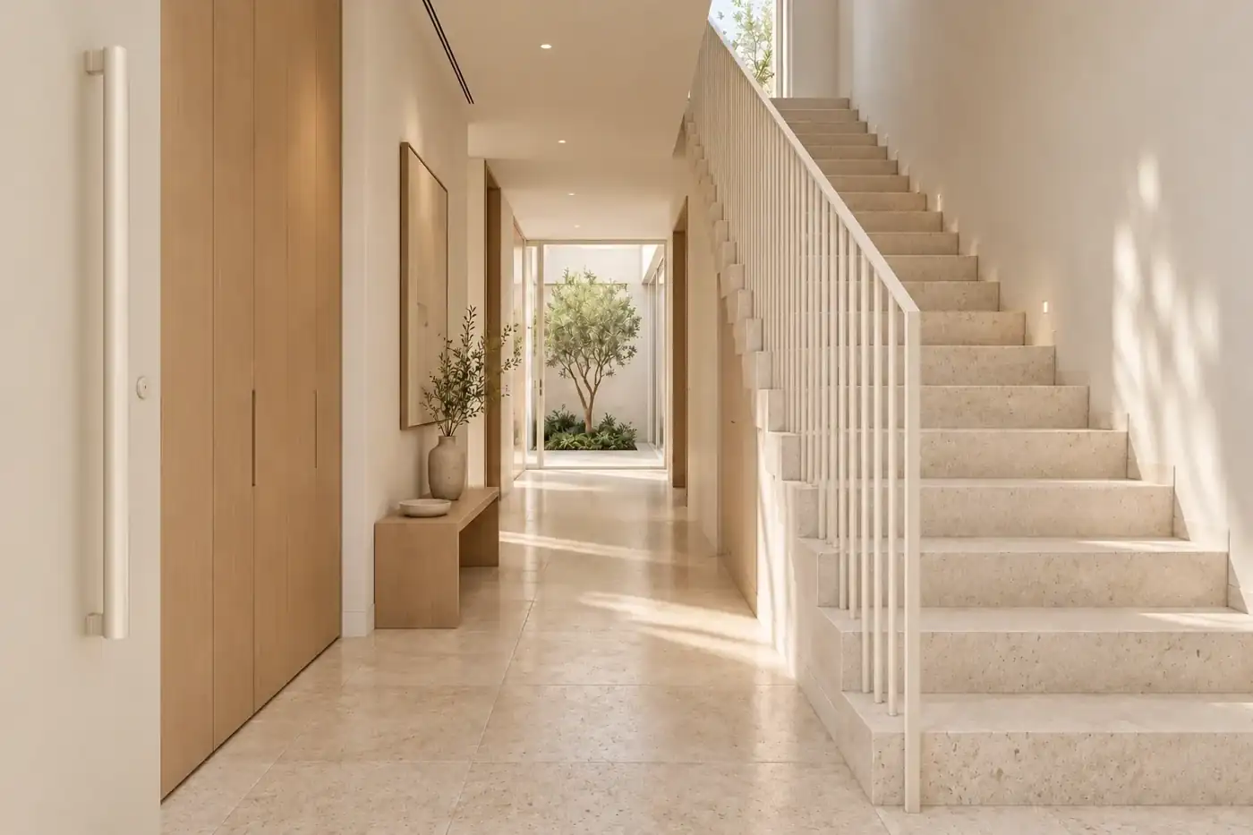 Entrance / stair — Casa Soglia conceptual visualization