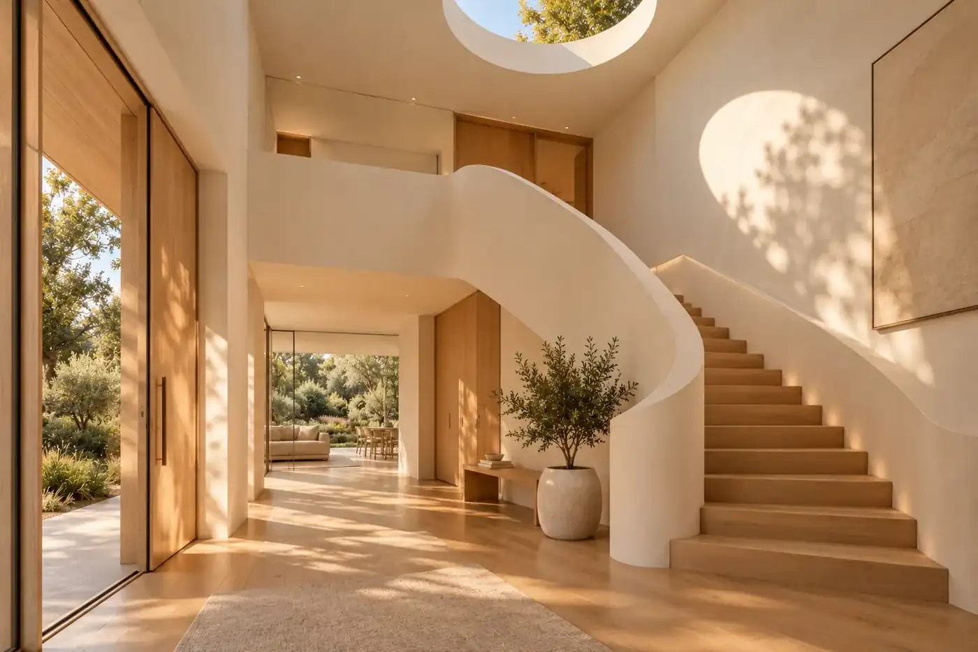 Maison Ruban — entrance and circular rooflight